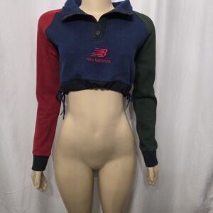 New Balance Women's Colorblock Crop Top - Red, Blue, Green